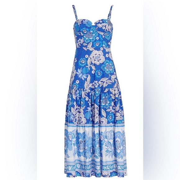 Farm Rio Full Of Flowers Sweetheart Midi Dress - Picture 4 of 8